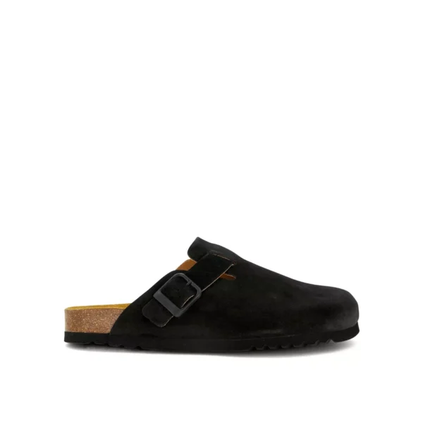 SCHOLL CIABATTA UOMO IN PELLE SCAMOSCIATA NERA OLIVIER NEW